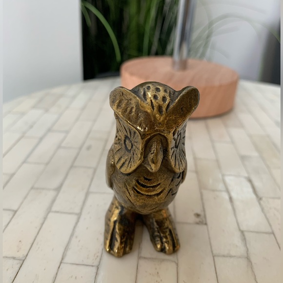 Vintage Cast Brass Horned Owl Statue Made in Canada - Picture 3 of 9